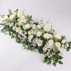 100cm Luxury White Artificial Rose Flower Row     Wedding Table   Backdrop Decor    