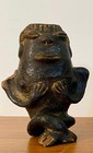 3 Pre Columbian Style Black Ware Clay Figures Musical Seated Vintage   Antique