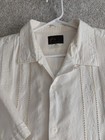 Men s Guayabera Shirt Made In Mexico Cream 100  Cotton Embroidered Short Sleeve