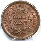 1855 C-1 Pcgs Ms 61 Bn Braided Hair Half Cent Coin 1 2c