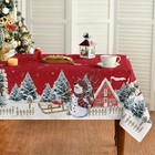 Christmas Rectangl Tablecloth 52  X 70  Red Printed Fabric Washable Table Cover-
