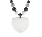 Lee Sands Agate   Mother-of-pearl Heart Inlay Necklace  20 
