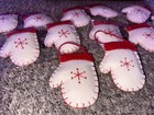 Felt Mittens Christmas Hanging Ornaments 6 Packs Of 2 Total 12 Pcs New