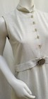 Vintage 1960s Silver Lurex Mod Dress With Rhinestone Buttons   Belt - Size M