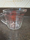 Vintage Pyrex 516 Glass Measuring Cup Red Lettering Closed D-handle 2 Cup 1 Pint