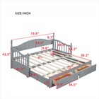 Twin Size Daybed Extendable With Twin Size Trundle   Two Storage Drawers gray