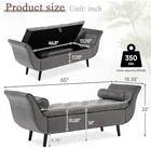 Modern Velvet Upholstered End Of Bed Bench Storage Ottoman Seat With Rolled Arms