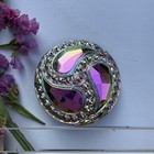 Large Vintage Aurora Borealis Glass Shank Button 32mm Iridescent Paisley Estate