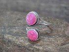 Native American Sterling Silver   Pink Opal Adjustable Ring - E  White