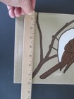 Vtg Marushka Landscape Bird Robin Canvas Fabric Screen Print Mcm Wall Art Bsmt