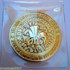 Knights Templar  Commemorative  Two Sided  Thick Golden Coin 1 5  Green Enamel