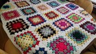 New Hand Crochet Granny Square Blanket Afghan Throw 40x50 White Trim 30 Squares