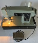 Sears Kenmore Sewing Machine 2142 Avocado W Pedal   Carrying Case Vintage Works