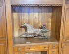 Beautiful 1800s Century Copper Weathervane Horse Sulky Jocky Rider Verdigris 30   