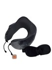 Travel Neck Pillow Memory Foam W  Eye Mask   Ear Plugs Gray