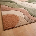 Modern Abstract Hand Tufted Area Rug In Sage Green Terracotta   Beige  High Low