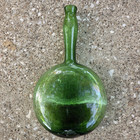 Green 9 5 In Glass Violin Cello Unique Round Shape Plant Starter Vase  Vtg