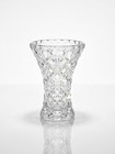 Vintage Clear Cut Crystal Bud Vase 4 5  Diamond Pattern Starburst Base