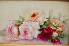 Antique Limoges Hand Painted Rose Porcelain  Plaque     very Rare   wow