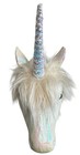 Unicorn Head Wall Mount White Plush Iridescent Pastel Horn Fantasy Decor