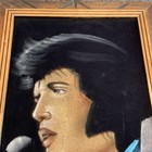 Vtg Elvis Presley Velvet Painting Crying Tears Signed Retro Wood Frame 22 5x13 5