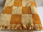 Vintage Fieldcrest Orange Checker Bath Towel Set Of 2 Mid Century Retro Boho 70s