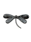 Vintage Monet Silver Tone Rhinestone Mother Of Pearl Wings Dragonfly Brooch Pin