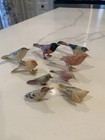 Vintage Miniature Bird Figurines Japan 9 Carved Painted Celluloid Hard Plastic