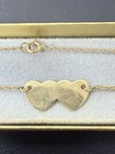 New In Box Vintage 9    14k Gold Sweetheart Double Heart  Anklet Ankle Bracelet