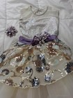 Weissman Purple Cream Floral Sequins Ballet Dress Dance Tutu Size Ic  7 8 