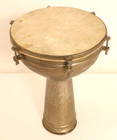 Antique Vintage Embossed Brass Patina Goblet Darbuka Doumbek Percussion Drum