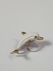 Dolphin Lapel Pin White Enamel Tipped In Gold