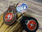 New Rare Vintage 1970 s Lincoln Leather Key Chain Ring Fob Nos