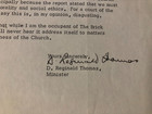 Brick Church - Minister D  Reginald Thomas Signed Autographed 1967 Typed Letter