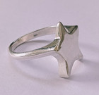 Hammered 925 Sterling Silver Flat Star 5 Pointed Star  Unisex Ring  Chunky Ring
