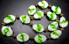 Gorgeous Green Foil Glass Beaded French Beaded Necklace
