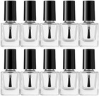 10pcs 5ml Square Clear Nail Polish Bottles With Black Caps And Brushes Empty Ref