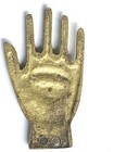 Vtg Brass   Blue Stone Hamsa Hand Of Fatima Amulet Pendant 3 3 4    Hand Of Miriam