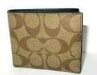 Coach F66551 Men s Wallet Id Bill Signature Tan Canvas Coated  Leather  Nwt  150