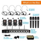 Pyle 8 Channel Wireless Microphone System Professional Vhf Audio Mic Set Headset