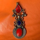 Extremely Rare Ancient Bronze Amulet With Red Beautiful Stone Engraved Authentic