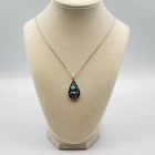 Vintage Navajo Sterling Silver Chain And Turquoise   Red Coral Pendant Necklace 