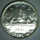 Scarce 1951 Canada Pl Silver Dollar  1 Canadian Coin Uncirculated Proof Like