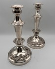 Vintage Pair Silverplate Candlesticks Repouss   Estate Find Read                  