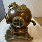 Copper   Brass Vintage Commercial Style Decorative Diving Helmet W  Glass Ports