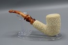 Ornate Cherrywood  Pipe  Block Meerschaum-new-hand Carved Fitted  Case  295