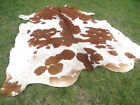 New Large Brown   White Spoted Cowhide Rug Natural Cowhides Cow Hide Skin 6x6 Ws