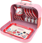 Tea Set For Little Girls  Pretend Play Tea Party Set  Floral Design Kids Tin Tea