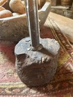 Awesome Primitive Early Lighting Old Tin Push-up On Very Old Wood