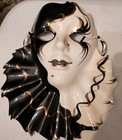 Ceramic Porcelain Mardi Gras Masks Wall Hanging-set Of 2 Signed 1997